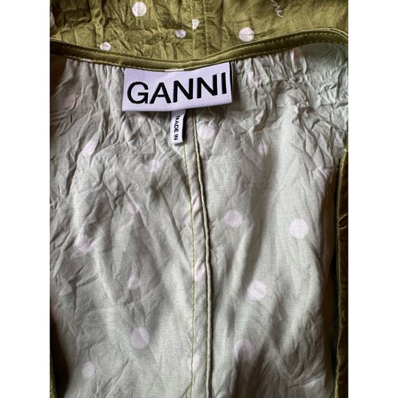 GANNI GREEN LONG POLKA DOT DRESS size  34 (US XS) - Picture 10 of 11